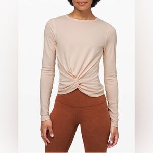 Lululemon Size 10 Crescent Long Sleeve Cupro Rib Beige Holistic White